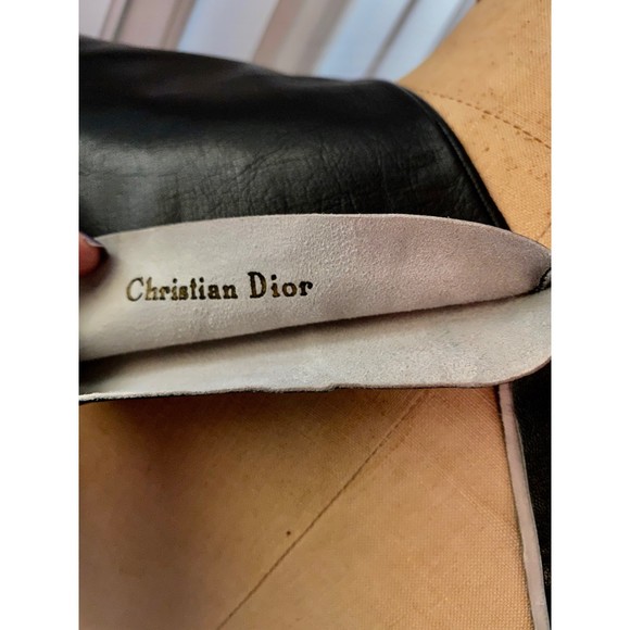NWOT Vintage Christian Dior Opera Length Black Leather Gloves SZ 6 1/2 - Picture 2 of 8